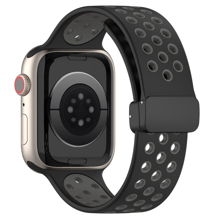 For Apple Watch Ultra 2 49mm Magnetic Buckle Silicone Watch Band(Black Grey) - Watch Bands by PMC TechLife | Online Shopping South Africa | PMC TechLife