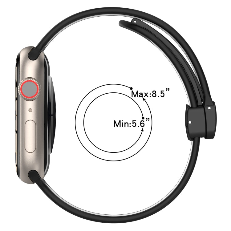For Apple Watch SE 2023 40mm Magnetic Buckle Silicone Watch Band(Black White) - Watch Bands by PMC TechLife | Online Shopping South Africa | PMC TechLife