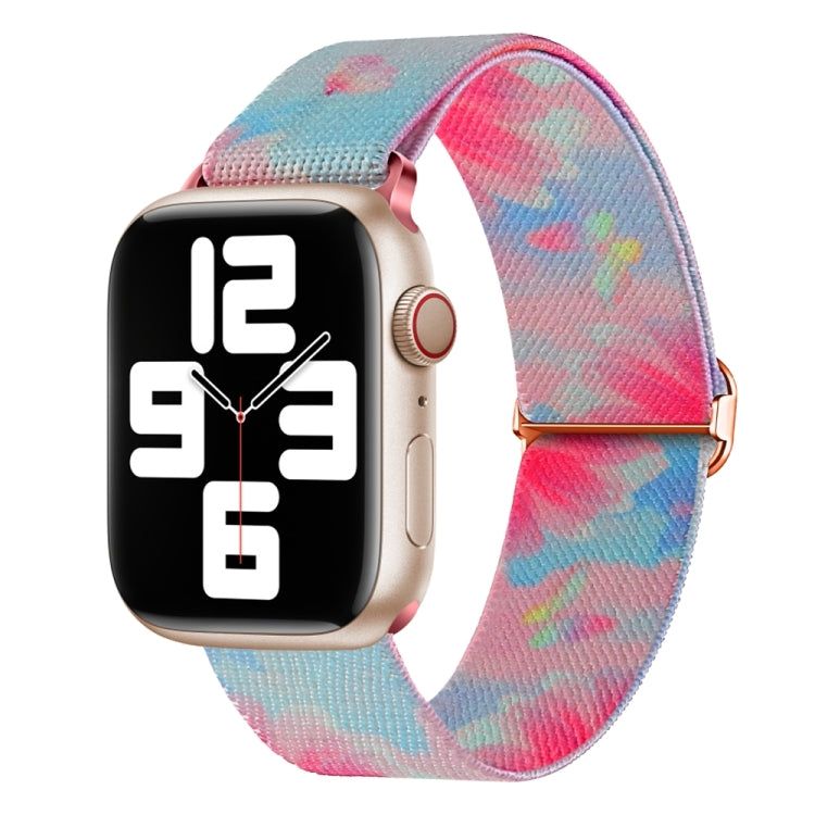 For Apple Watch 8 41mm Painted Pattern Nylon Replacement Watch Band(Flower Butterfly) - Watch Bands by PMc TechLife | Online Shopping South Africa | PMc TechLife | Buy Now Pay Later Mobicred