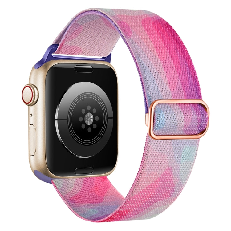 For Apple Watch SE 2022 44mm Painted Pattern Nylon Replacement Watch Band(Ladder Purple Blue) - Watch Bands by PMc TechLife | Online Shopping South Africa | PMc TechLife | Buy Now Pay Later Mobicred