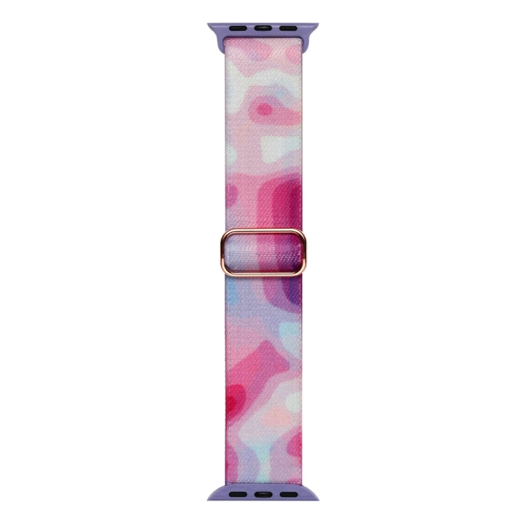 For Apple Watch SE 2022 44mm Painted Pattern Nylon Replacement Watch Band(Ladder Purple Blue) - Watch Bands by PMc TechLife | Online Shopping South Africa | PMc TechLife | Buy Now Pay Later Mobicred