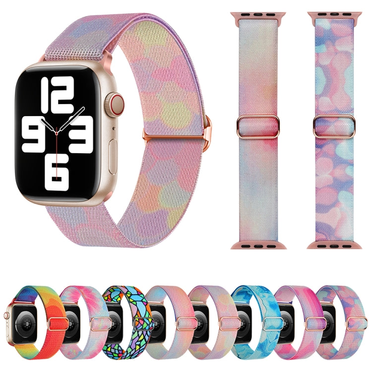 For Apple Watch SE 44mm Painted Pattern Nylon Replacement Watch Band(Ladder Purple Blue) - Watch Bands by PMc TechLife | Online Shopping South Africa | PMc TechLife | Buy Now Pay Later Mobicred