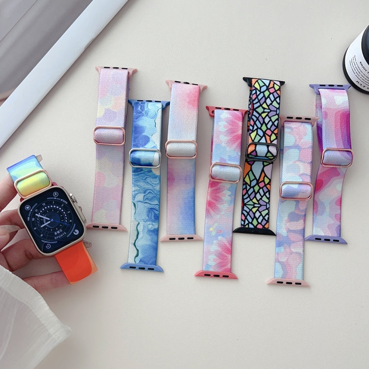 For Apple Watch 3 38mm Painted Pattern Nylon Replacement Watch Band(Symphony Aurora) - Watch Bands by PMc TechLife | Online Shopping South Africa | PMc TechLife | Buy Now Pay Later Mobicred
