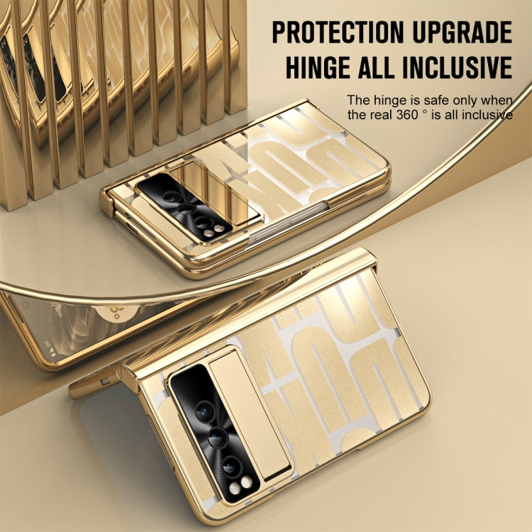 For Google Pixel Fold Integrated Electroplating Folding Phone Case with Pen Slot & Hinge(Gold) - Google Cases by PMC TechLife | Online Shopping South Africa | PMC TechLife | Buy Now Pay Later Mobicred