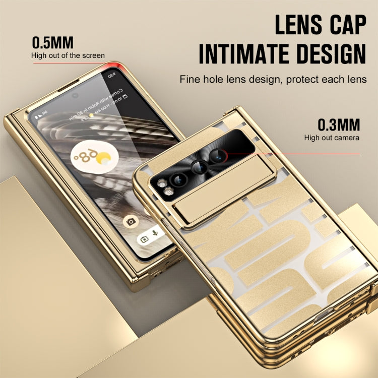 For Google Pixel Fold Integrated Electroplating Folding Phone Case with Pen Slot & Hinge(Gold) - Google Cases by PMC TechLife | Online Shopping South Africa | PMC TechLife | Buy Now Pay Later Mobicred