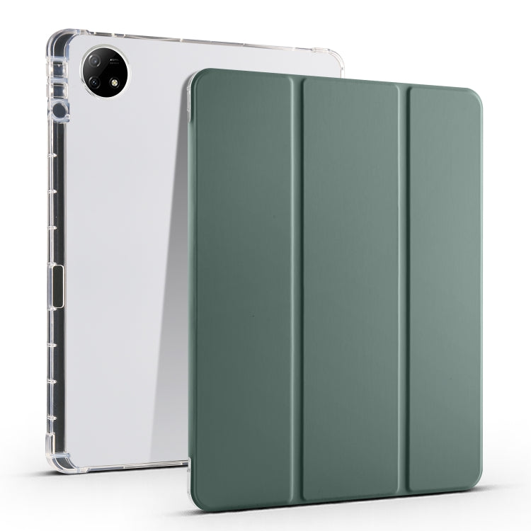 For vivo Pad2 12.1inch 3-folding Transparent TPU Smart Leather Tablet Case with Pen Slot(Green) - vivo by PMC TechLife | Online Shopping South Africa | PMC TechLife | Buy Now Pay Later Mobicred