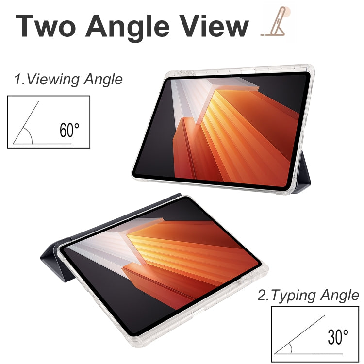 For vivo Pad2 12.1inch 3-folding Transparent TPU Smart Leather Tablet Case with Pen Slot(Black) - vivo by PMC TechLife | Online Shopping South Africa | PMC TechLife | Buy Now Pay Later Mobicred