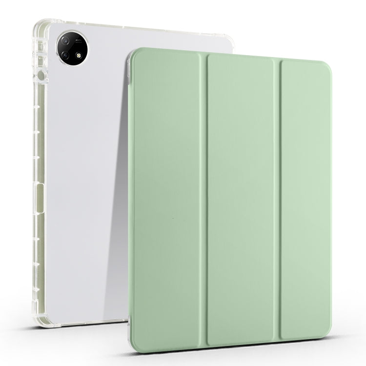For vivo Pad2 12.1inch 3-folding Transparent TPU Smart Leather Tablet Case with Pen Slot(Matcha Green) - vivo by PMC TechLife | Online Shopping South Africa | PMC TechLife | Buy Now Pay Later Mobicred