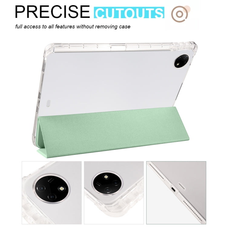 For vivo Pad2 12.1inch 3-folding Transparent TPU Smart Leather Tablet Case with Pen Slot(Matcha Green) - vivo by PMC TechLife | Online Shopping South Africa | PMC TechLife | Buy Now Pay Later Mobicred