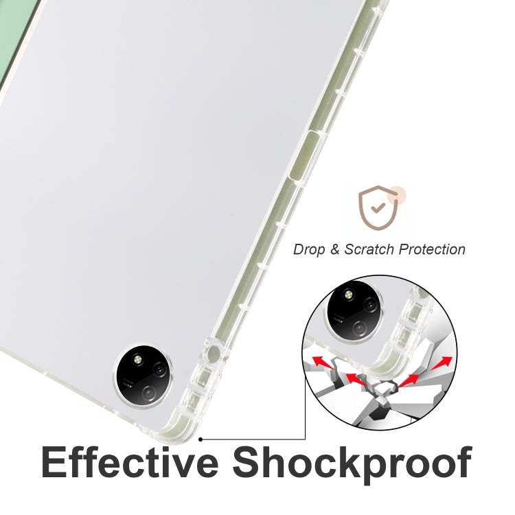 For vivo Pad2 12.1inch 3-folding Transparent TPU Smart Leather Tablet Case with Pen Slot(Matcha Green) - vivo by PMC TechLife | Online Shopping South Africa | PMC TechLife | Buy Now Pay Later Mobicred