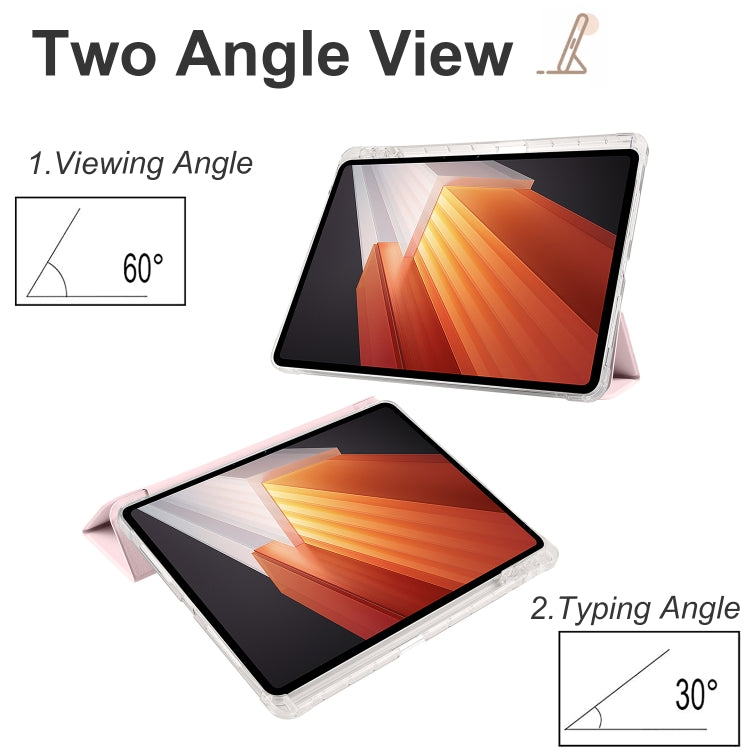 For vivo Pad2 12.1inch 3-folding Transparent TPU Smart Leather Tablet Case with Pen Slot(Pink) - vivo by PMC TechLife | Online Shopping South Africa | PMC TechLife | Buy Now Pay Later Mobicred