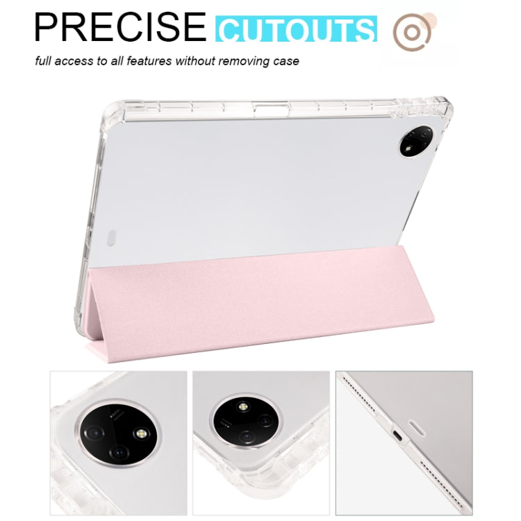 For vivo Pad2 12.1inch 3-folding Transparent TPU Smart Leather Tablet Case with Pen Slot(Pink) - vivo by PMC TechLife | Online Shopping South Africa | PMC TechLife | Buy Now Pay Later Mobicred