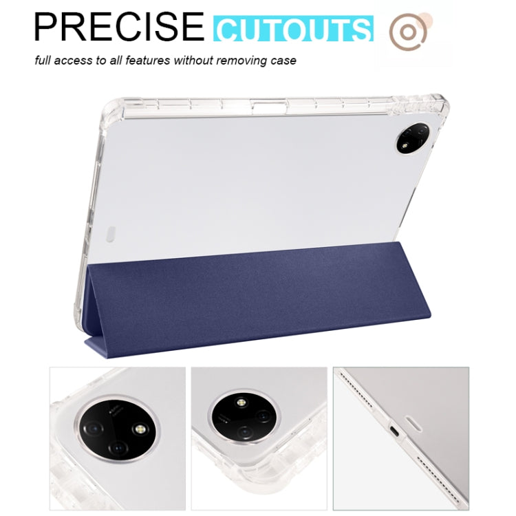 For vivo Pad2 12.1inch 3-folding Transparent TPU Smart Leather Tablet Case with Pen Slot(Dark Blue) - vivo by PMC TechLife | Online Shopping South Africa | PMC TechLife | Buy Now Pay Later Mobicred