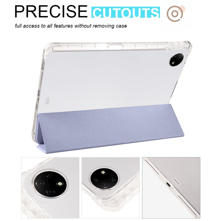 For vivo Pad2 12.1inch 3-folding Transparent TPU Smart Leather Tablet Case with Pen Slot(Purple) - vivo by PMC TechLife | Online Shopping South Africa | PMC TechLife | Buy Now Pay Later Mobicred