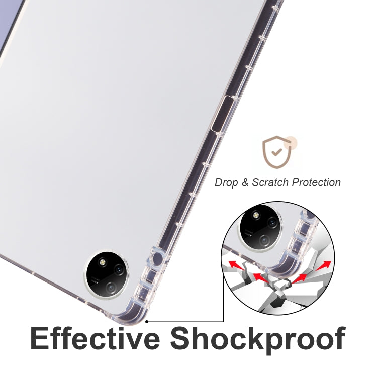 For vivo Pad2 12.1inch 3-folding Transparent TPU Smart Leather Tablet Case with Pen Slot(Purple) - vivo by PMC TechLife | Online Shopping South Africa | PMC TechLife | Buy Now Pay Later Mobicred