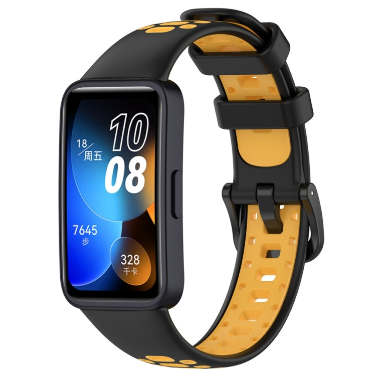 For Huawei Band 8 Two Color Silicone Replacement Watch Band(Black Yellow) - Watch Bands by PMC TechLife | Online Shopping South Africa | PMC TechLife
