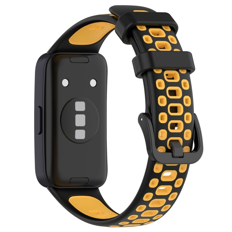 For Huawei Band 8 Two Color Silicone Replacement Watch Band(Black Yellow) - Watch Bands by PMC TechLife | Online Shopping South Africa | PMC TechLife