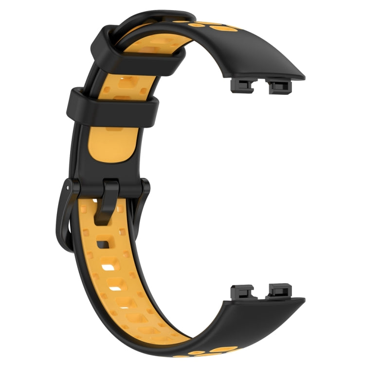 For Huawei Band 8 Two Color Silicone Replacement Watch Band(Black Yellow) - Watch Bands by PMC TechLife | Online Shopping South Africa | PMC TechLife