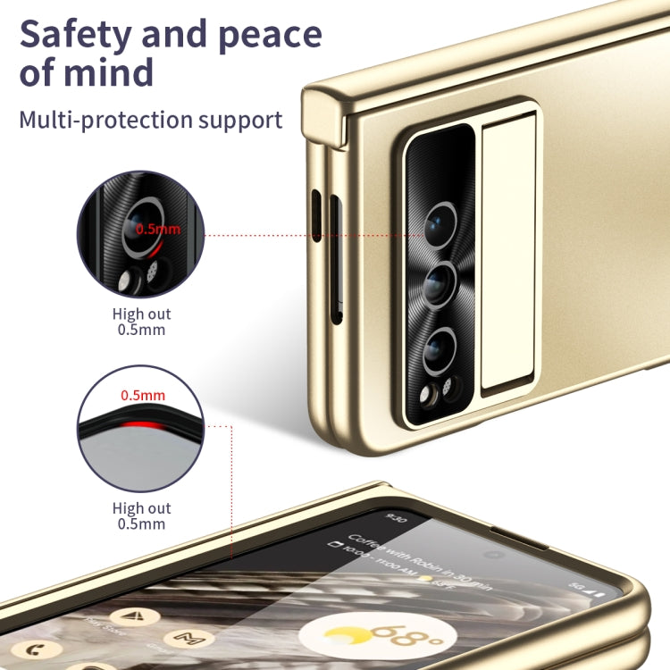 For Google Pixel Fold Integrated Electroplating Folding All-inclusive Phone Case with Pen Slot & Hinge(Gold) - Google Cases by PMC TechLife | Online Shopping South Africa | PMC TechLife | Buy Now Pay Later Mobicred