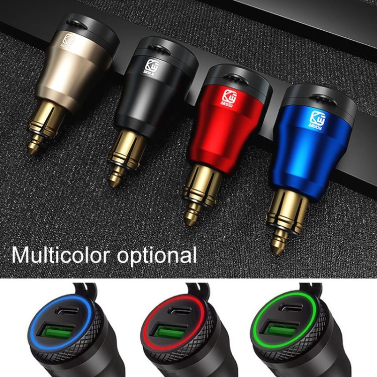 Motorcycle European-style Small-caliber Aluminum Alloy QC 3.0 + PD Fast Charge USB Charger, Shell Color:Red(Blue Light) - Battery Charger by PMC TechLife | Online Shopping South Africa | PMC TechLife | Buy Now Pay Later Mobicred
