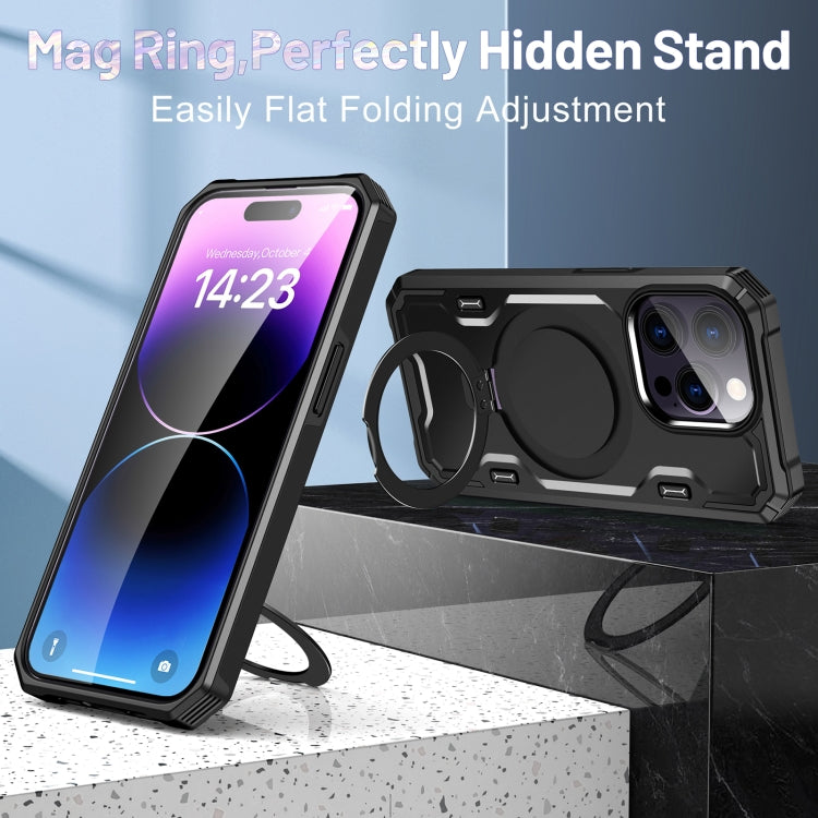 For iPhone 14 / 13 Patronus MagSafe Magnetic Holder Phone Case(Black) - iPhone 14 Cases by PMC TechLife | Online Shopping South Africa | PMC TechLife