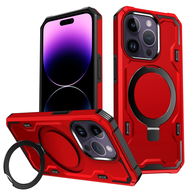 For iPhone 14 Pro Patronus MagSafe Magnetic Holder Phone Case(Red) - iPhone 14 Pro Cases by PMC TechLife | Online Shopping South Africa | PMC TechLife