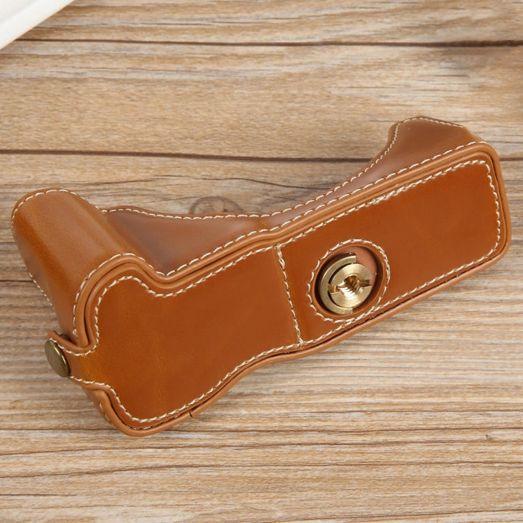 For Canon EOS R50 1/4 inch Thread PU Leather Camera Half Case Base(Brown) - Half Case by PMC TechLife | Online Shopping South Africa | PMC TechLife | Buy Now Pay Later Mobicred