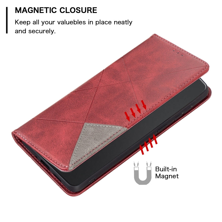 For Motorola Edge 40 Rhombus Texture Magnetic Leather Phone Case(Red) - Motorola Cases by PMC TechLife | Online Shopping South Africa | PMC TechLife | Buy Now Pay Later Mobicred