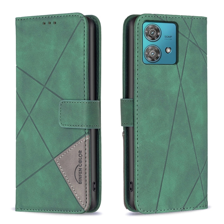 For Motorola Edge 40 Neo Magnetic Buckle Rhombus Texture Leather Phone Case(Green) - free shipping - PMC TechLife - Order now!