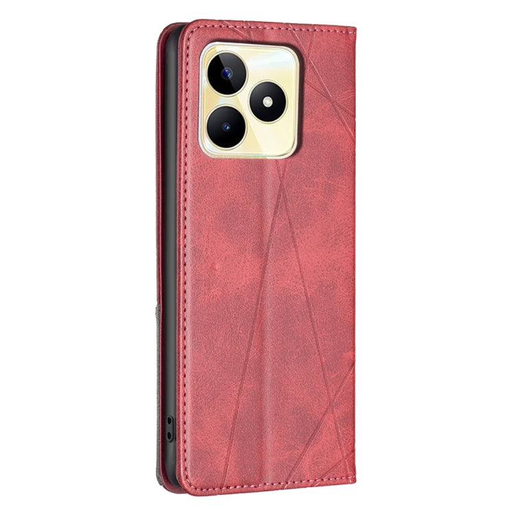 For Realme C53 Rhombus Texture Leather Phone Case(Red) - Realme Cases by PMC TechLife | Online Shopping South Africa | PMC TechLife | Buy Now Pay Later Mobicred
