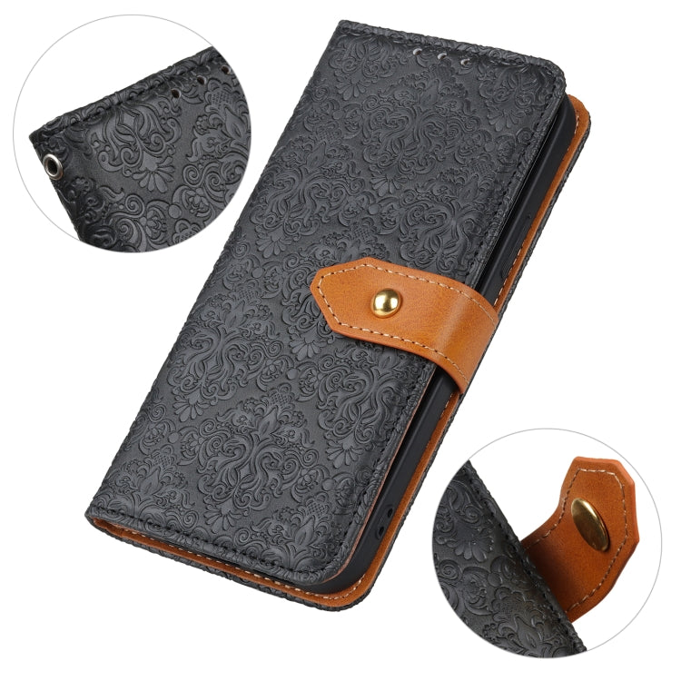For OnePlus Nord CE4 5G / K12 5G European Floral Embossed Flip Leather Phone Case(Black) - OnePlus Cases by PMC TechLife | Online Shopping South Africa | PMC TechLife | Buy Now Pay Later Mobicred