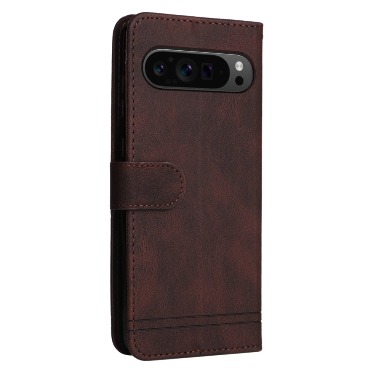 For Google Pixel 9 Pro Skin Feel Life Tree Metal Button Leather Phone Case(Brown) - Google Cases by PMC TechLife | Online Shopping South Africa | PMC TechLife | Buy Now Pay Later Mobicred