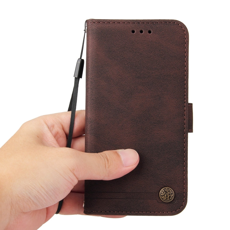 For Google Pixel 9 Skin Feel Life Tree Metal Button Leather Phone Case(Brown) - Google Cases by PMC TechLife | Online Shopping South Africa | PMC TechLife | Buy Now Pay Later Mobicred