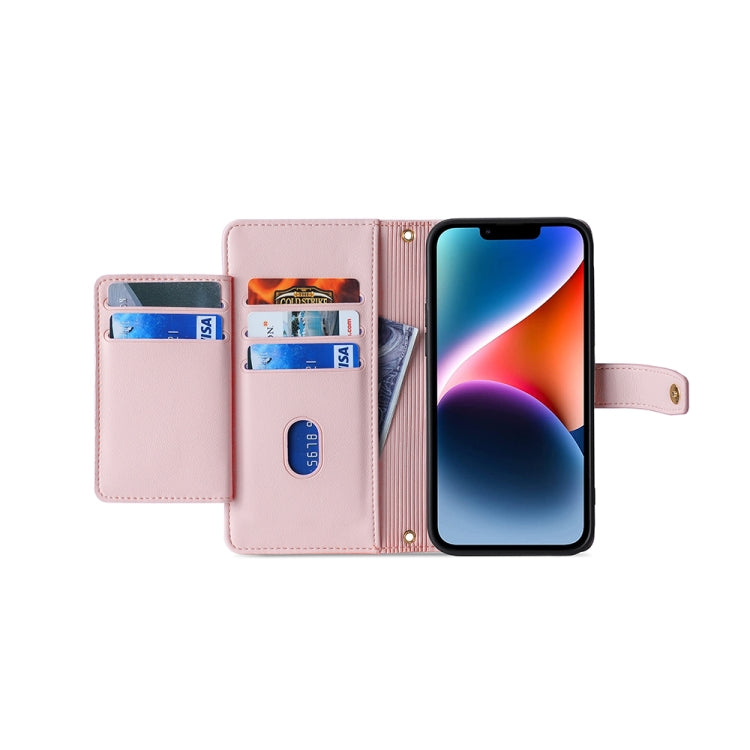 For Infinix Hot 30i 4G Sheep Texture Cross-body Zipper Wallet Leather Phone Case(Pink) - Infinix Cases by PMC TechLife | Online Shopping South Africa | PMC TechLife | Buy Now Pay Later Mobicred