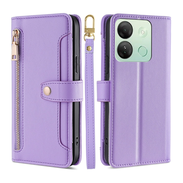 For Infinix Smart 7 HD Sheep Texture Cross-body Zipper Wallet Leather Phone Case(Purple) - Infinix Cases by PMC TechLife | Online Shopping South Africa | PMC TechLife | Buy Now Pay Later Mobicred