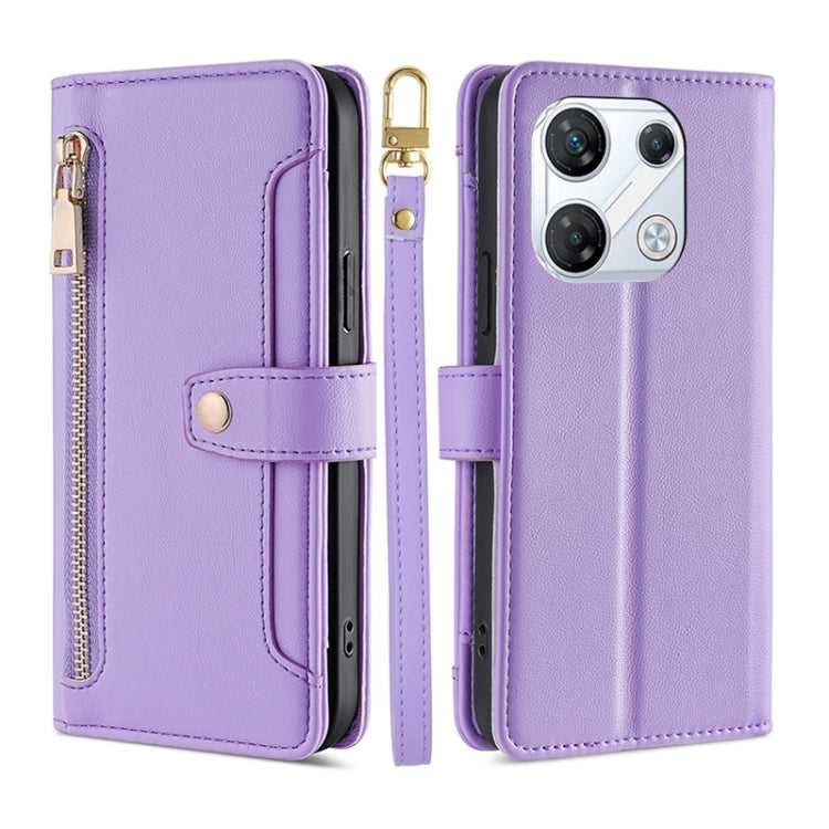For Infinix GT 10 Pro 5G Sheep Texture Cross-body Zipper Wallet Leather Phone Case(Purple) - free shipping - PMC TechLife - Order now!