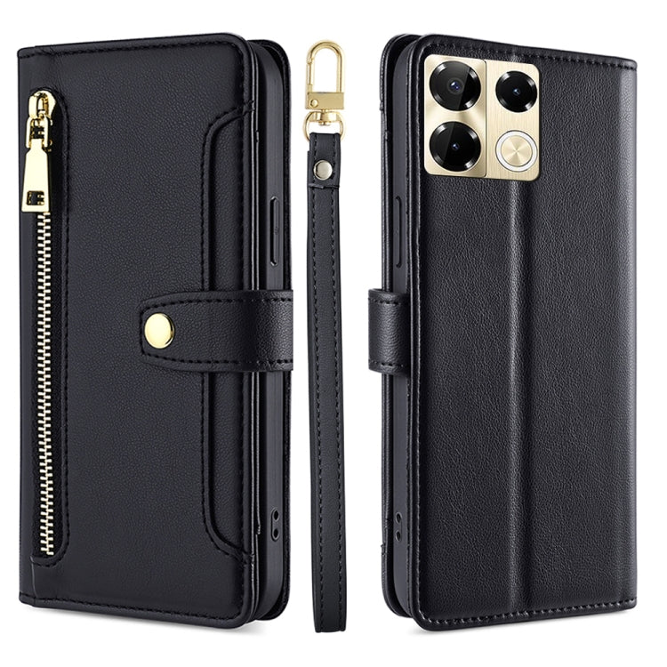 For Infinix Note 40 Pro 5G Sheep Texture Cross-body Zipper Wallet Leather Phone Case(Black) - Infinix Cases by PMC TechLife | Online Shopping South Africa | PMC TechLife | Buy Now Pay Later Mobicred