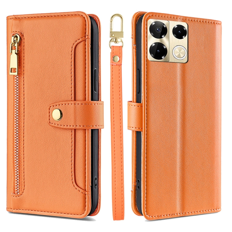 For Infinix Note 40 Pro 5G Sheep Texture Cross-body Zipper Wallet Leather Phone Case(Orange) - free shipping - PMC TechLife - Order now!