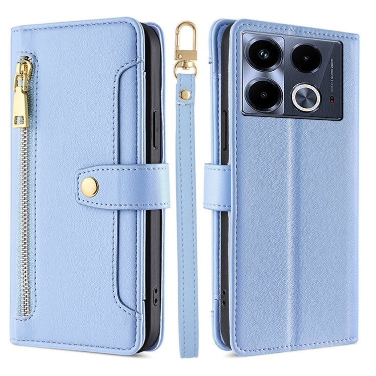 For Infinix Note 40 4G Sheep Texture Cross-body Zipper Wallet Leather Phone Case(Blue) - Infinix Cases by PMC TechLife | Online Shopping South Africa | PMC TechLife | Buy Now Pay Later Mobicred