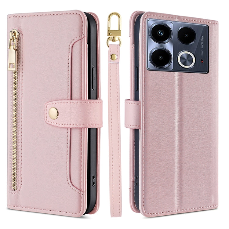 For Infinix Note 40 4G Sheep Texture Cross-body Zipper Wallet Leather Phone Case(Pink) - Infinix Cases by PMC TechLife | Online Shopping South Africa | PMC TechLife | Buy Now Pay Later Mobicred
