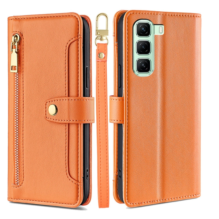 For Infinix Hot 50 4G Sheep Texture Cross-body Zipper Wallet Leather Phone Case(Orange) - Infinix Cases by PMC TechLife | Online Shopping South Africa | PMC TechLife | Buy Now Pay Later Mobicred