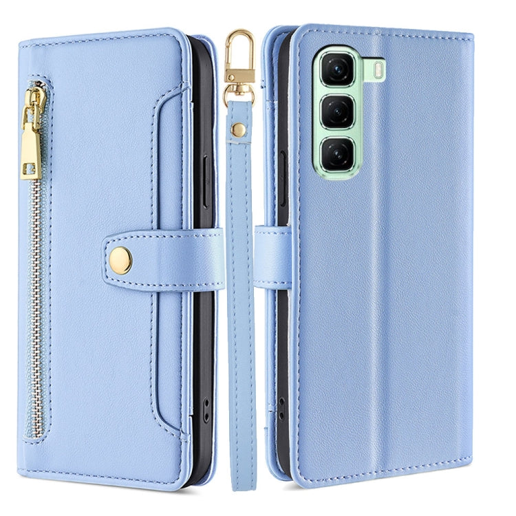 For Infinix Hot 50 5G Sheep Texture Cross-body Zipper Wallet Leather Phone Case(Blue) - Infinix Cases by PMC TechLife | Online Shopping South Africa | PMC TechLife | Buy Now Pay Later Mobicred