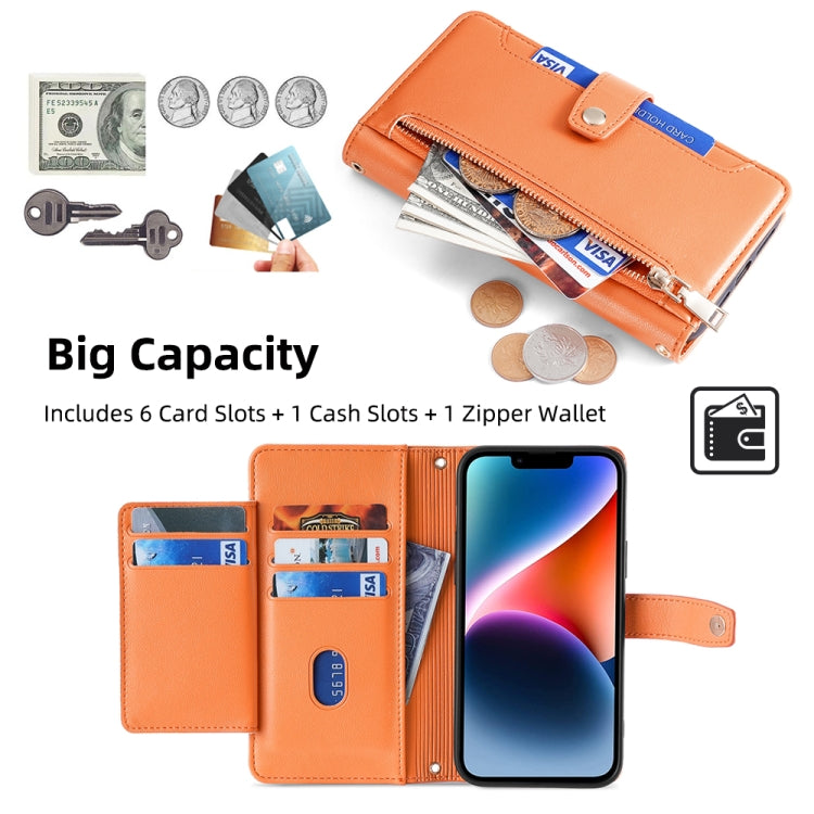 For Infinix Hot 50i 4G Sheep Texture Cross-body Zipper Wallet Leather Phone Case(Orange) - free shipping - PMC TechLife - Order now!