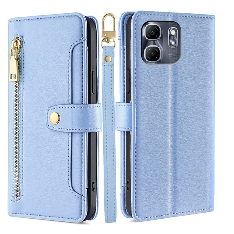 For Infinix Hot 50i 4G Sheep Texture Cross-body Zipper Wallet Leather Phone Case(Blue) - Infinix Cases by PMC TechLife | Online Shopping South Africa | PMC TechLife | Buy Now Pay Later Mobicred