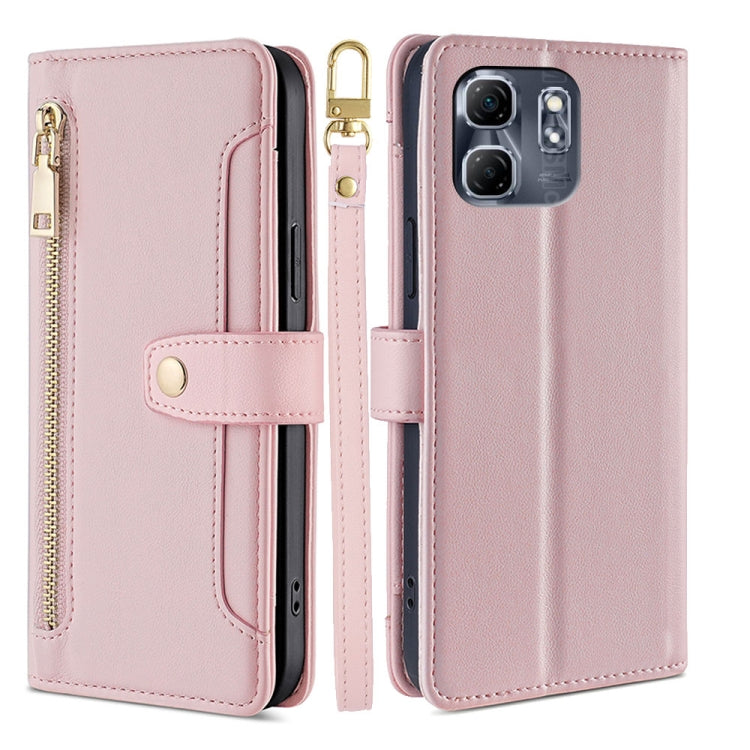 For Infinix Hot 50i 4G Sheep Texture Cross-body Zipper Wallet Leather Phone Case(Pink) - Infinix Cases by PMC TechLife | Online Shopping South Africa | PMC TechLife | Buy Now Pay Later Mobicred