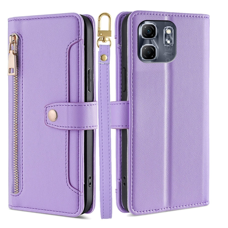 For Infinix Hot 50i 4G Sheep Texture Cross-body Zipper Wallet Leather Phone Case(Purple) - Infinix Cases by PMC TechLife | Online Shopping South Africa | PMC TechLife | Buy Now Pay Later Mobicred