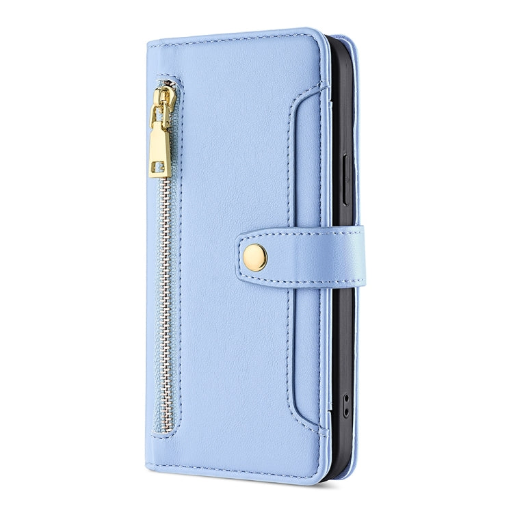 For Tecno Camon 20 Pro 5G Sheep Texture Cross-body Zipper Wallet Leather Phone Case(Blue) - Tecno Cases by PMC TechLife | Online Shopping South Africa | PMC TechLife | Buy Now Pay Later Mobicred
