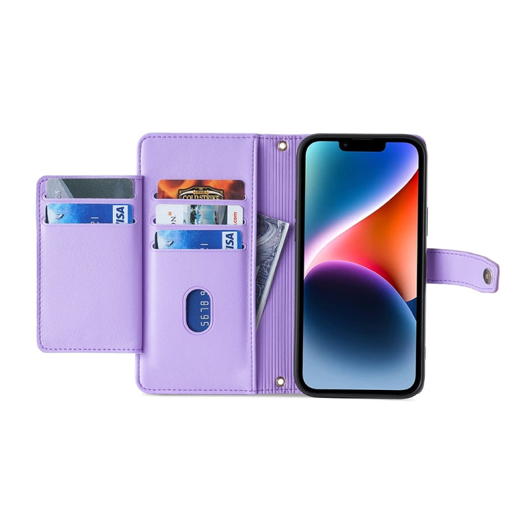 For Tecno Camon 20 Pro 5G Sheep Texture Cross-body Zipper Wallet Leather Phone Case(Purple) - Tecno Cases by PMC TechLife | Online Shopping South Africa | PMC TechLife | Buy Now Pay Later Mobicred