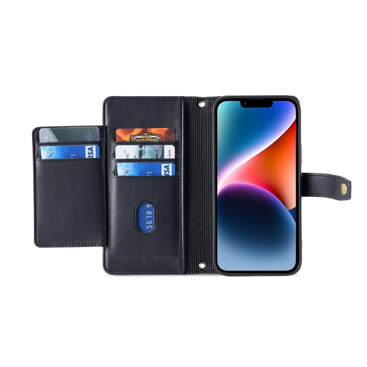 For Tecno Pova Neo 3 Sheep Texture Cross-body Zipper Wallet Leather Phone Case(Black) - Tecno Cases by PMC TechLife | Online Shopping South Africa | PMC TechLife | Buy Now Pay Later Mobicred
