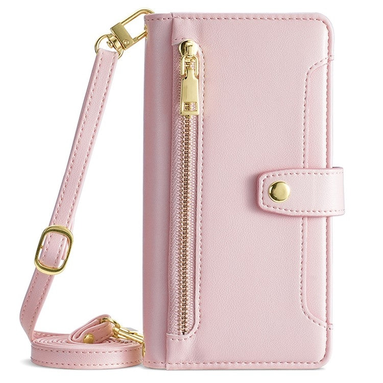 For Tecno Camon 30 Pro 5G Sheep Texture Cross-body Zipper Wallet Leather Phone Case(Pink) - Tecno Cases by PMC TechLife | Online Shopping South Africa | PMC TechLife | Buy Now Pay Later Mobicred